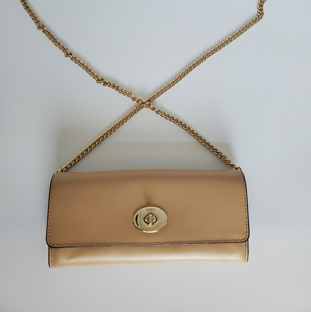Coach nude leather wallet on chain